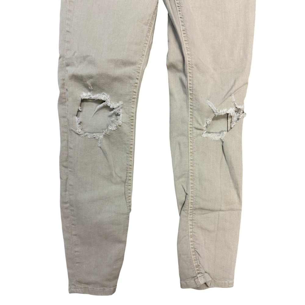 Free People Womens Distressed Skinny Jeans Khaki Tan Stretch Denim Size 29R -BA - Picture 3 of 5